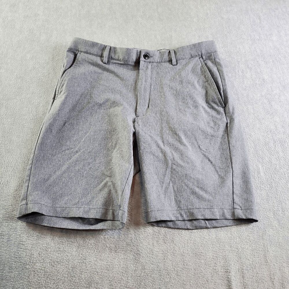 Greg Norman Shorts Men 34 Gray Chino Golf Flat Front Regular Fit Preppy